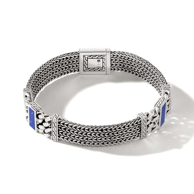 Sterling Silver 12mm Lapis Rata Chain Bracelet