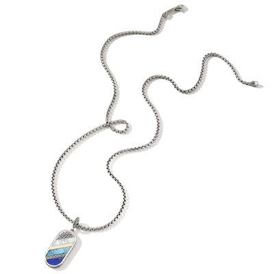24" Mother of Pearl, Turquoise and Lapis Pendant Necklace in Sterlling SIlver