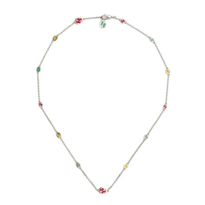 Gucci Multi Color Enamel Station Necklace in Sterling Silver