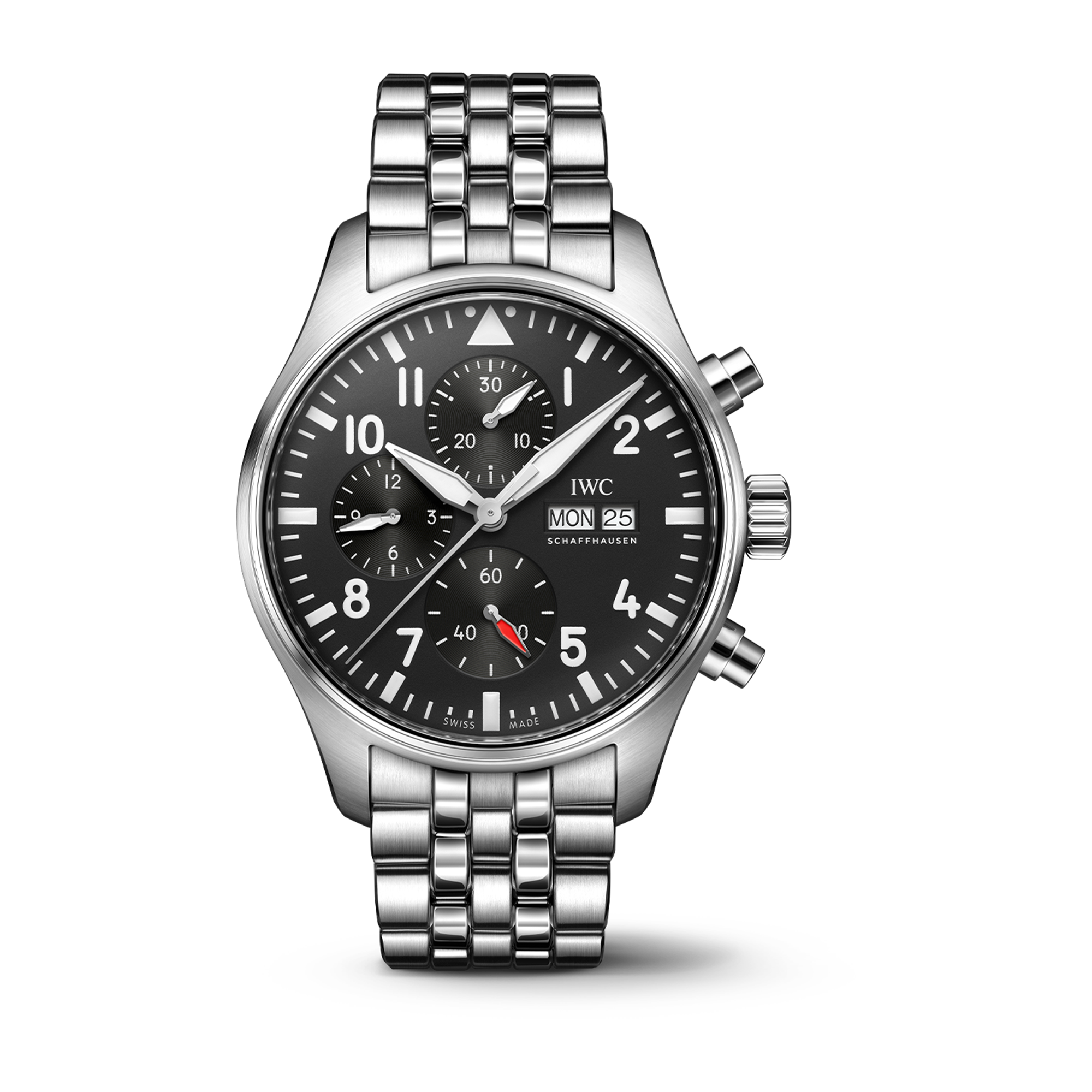 Pilot Chronograph Stainless Steel, Black Dial Watch | 43MM | IW378002