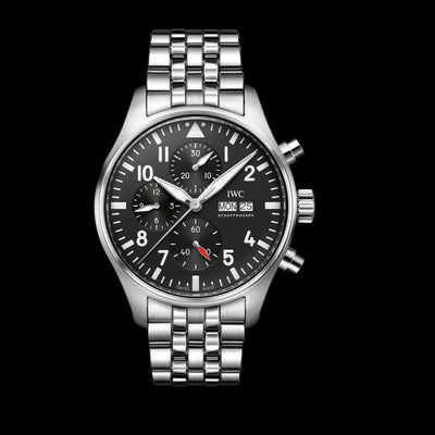 Pilot Chronograph Stainless Steel, Black Dial Watch | 43MM | IW378002