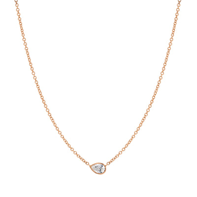 Pear-Shaped Diamond Necklace in 18K Rose Gold, 18 Inches