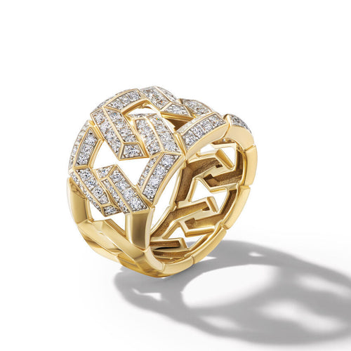 CARLYLE RING IN 18K YELLOW GOLD WITH PAVE DIAMODNS