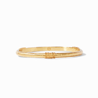 Catalina Bangle Bracelet with Trio of Stationed Beads in 24K Gold Plating