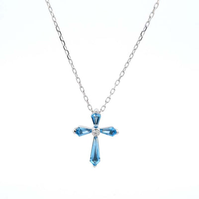 18K White Gold Cross Necklace