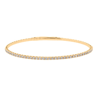 Diamond Eternity Flex Bangle Bracelet in 14K Yellow Gold, 1.00 cttw