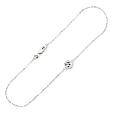 Stationed Peace Sign Pendant Anklet in Sterling Silver