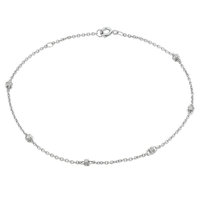 Stationed Diamond Anklet in Sterling Silver