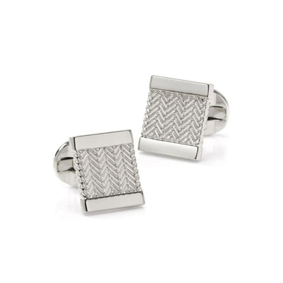 Sterling Silver Herringbone Cufflinks