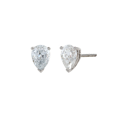 0.50 cttw. Lab Grown Pear Cut Diamond Stud Earrings in 14K White Gold
