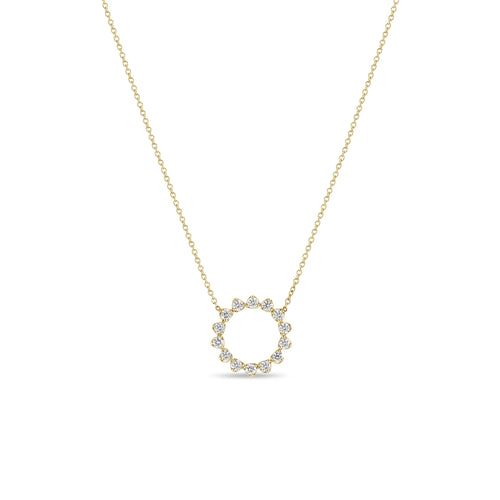 14K Yellow Gold Pavé Diamond Open Circle Necklace