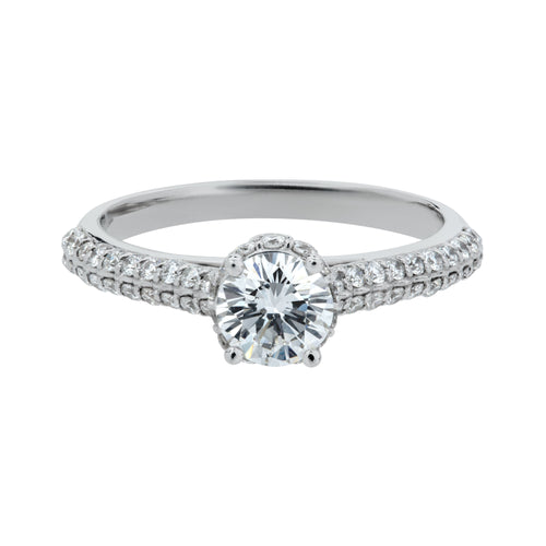 Pavé Diamond Engagement Ring in 18K White Gold, 1.25cttw