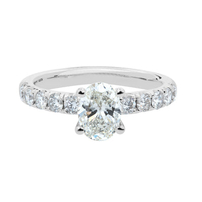 14K White Gold Pave Diamond Engagement Ring