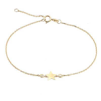 Stationed Bezel Set Diamond and Star Bracelet in 14K Yellow Gold