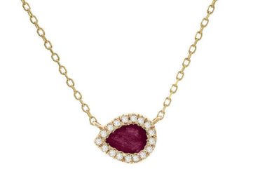 14K Yellow Gold Ruby and Diamond  Necklace