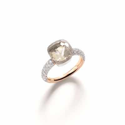 White Topaz and Diamond Nudo Classic Ring in 18K Rose and White Gold