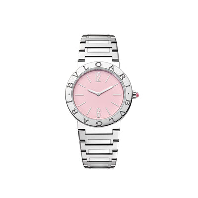 33MM Stainless Steel Bulgari Watch with Baby Pink Dial
