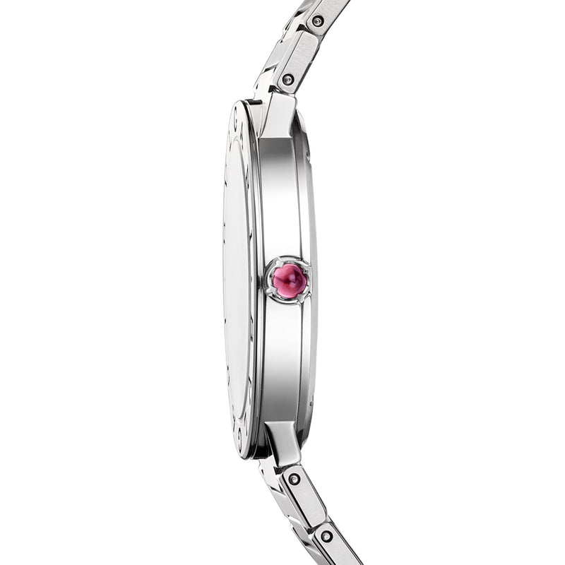 33MM Stainless Steel Bulgari Watch with Baby Pink Dial