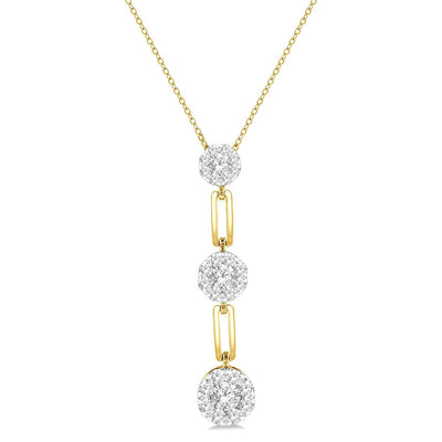 Diamond Paperclip Link Pendant with Chain Necklace in 14K Two-Tone Gold, 0.55cttw