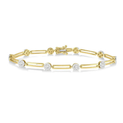 14K White and Yellow Diamond Paperclip Link Bracelet