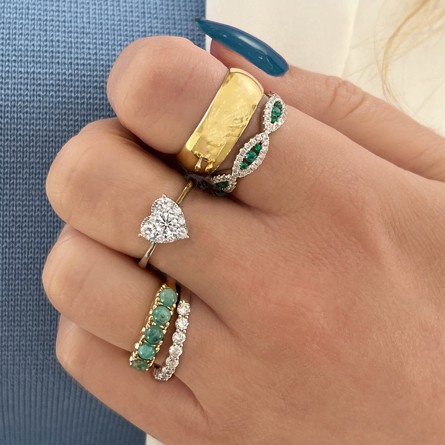 18K White Gold Piero Milano Pave Heart Diamond Ring