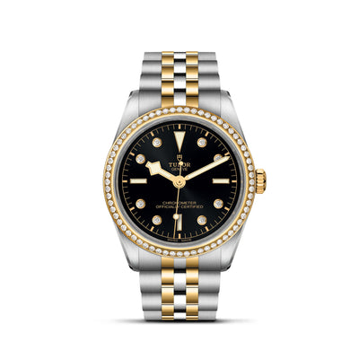 36mm Black Bay Steel and Gold Black Dial with Diamond Hour Markers and Diamond Set Bezel Watch by Tudor | M79653-0005