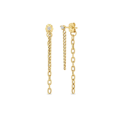 Chain Double Drop Earrings in 14K Yellow Gold