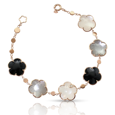Ton Jolie Diamond and Moonstone and Onyx Bracelet in 18K Rose Gold