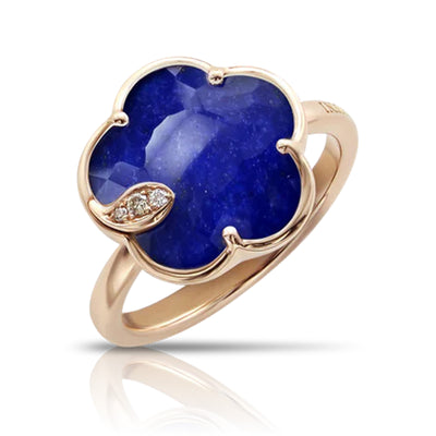 18K Rose Gold Lapis floral ring.