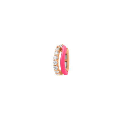 Diamond and Fuchsia Enamel Single Ear Cuff in 18K Rose Gold