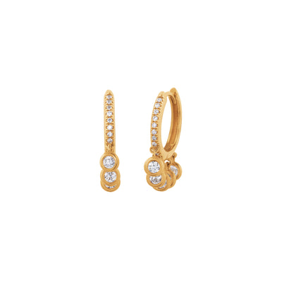 Diamond Hoop Earrings with Bezel-Set Diamond Dangles in 18K Rose Gold