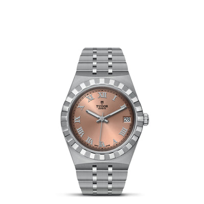 34MM Royal with Salmon Dial and Date Marker with Stainless Steel Bracelet Watch by Tudor | M28400-0009