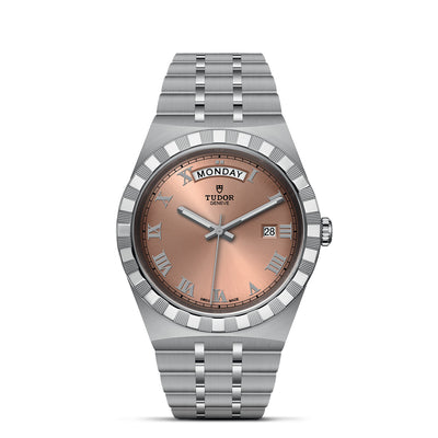 41MM Royal Steel Salmon Dial with Day of the Week and Date Indicator Watch by Tudor | M28600-0009