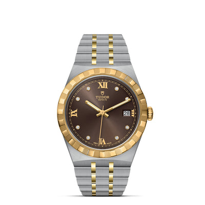 38MM Royal Steel Chocolate Dial with Diamond Hour Markers and Date Indicator Watch by Tudor | M28503-0008