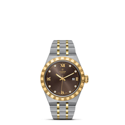 28MM Royal Steel Chocolate Dial with Diamond Hour Markers and Date Indicator Watch by Tudor | M28303-0009