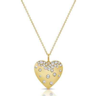 14K Yellow Gold Diamond Heart Necklace