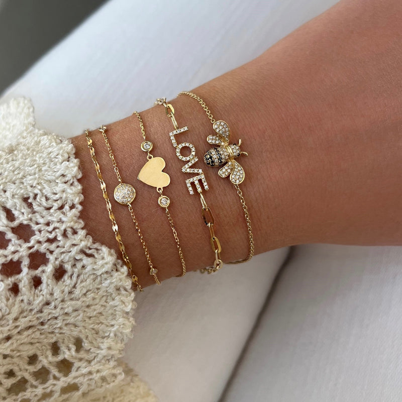 Diamond Bumble Bee Bracelet in 14K Yellow Gold