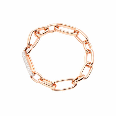 5.5" Oval Link Chain Bracelet with Diamond Accent in 18K Rose Gold