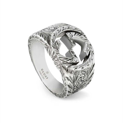 Gucci Interlocking GG Paisley Aureco Ring in Sterling Silver