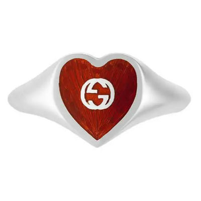 Sterling Silver Red Enamel Heart Ring