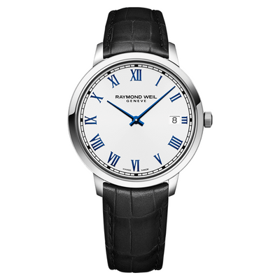 Toccata Classic White Dial 42mm Watch with Alligator Motif Leather Strap