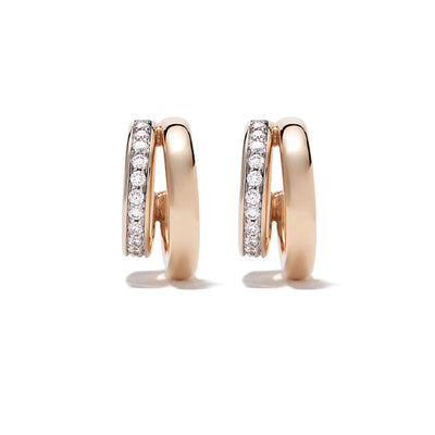 Mini Hoop Earrings with Diamond Accent in 18K Rose Gold
