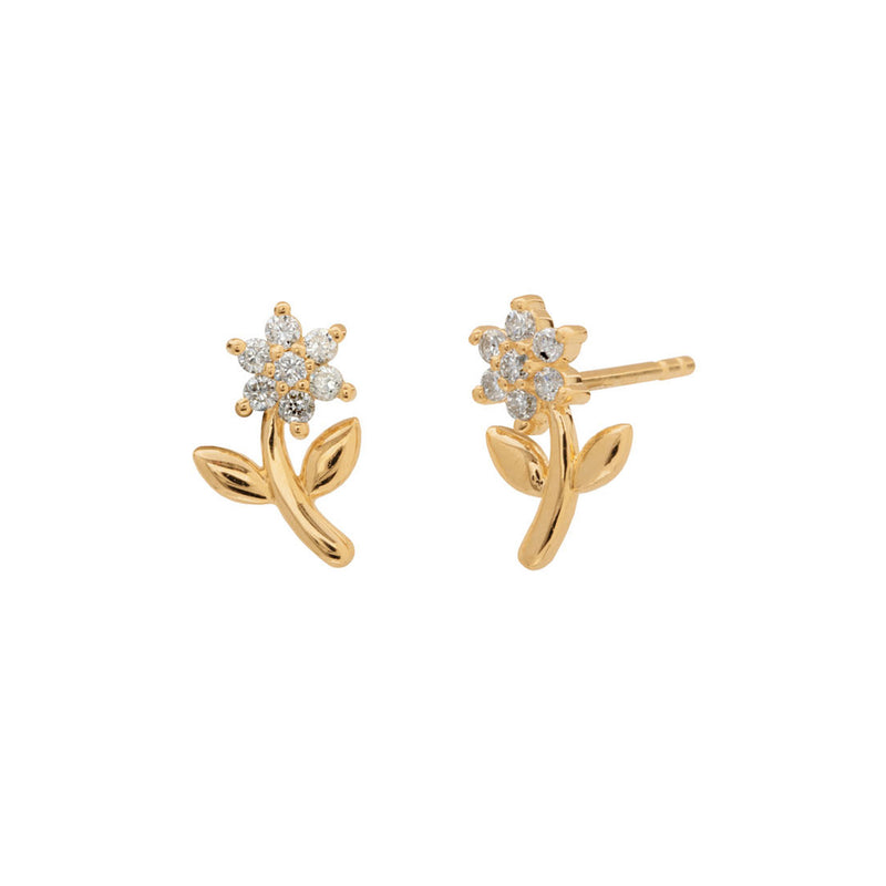 Outlet 14k Gold Small Flower Stud Earrings