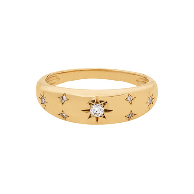14K Yellow Gold Diamond Starburst Ring