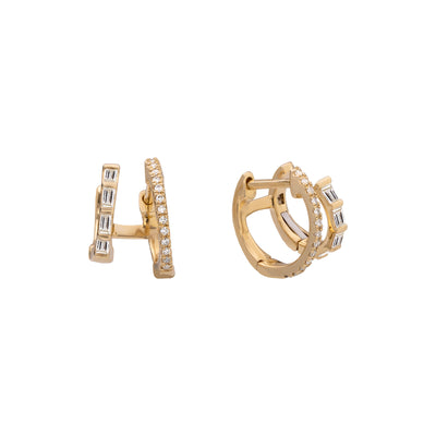 14K Yellow Gold Diamond and Diamond  Earrings