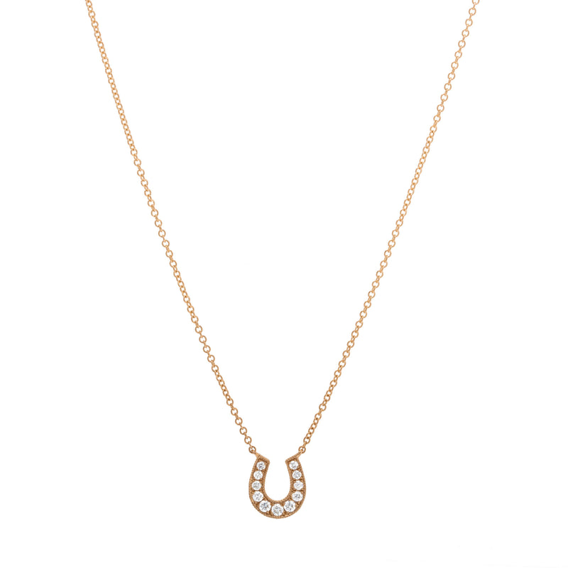 Diamond Horseshoe Necklace 0.06ct 14KY