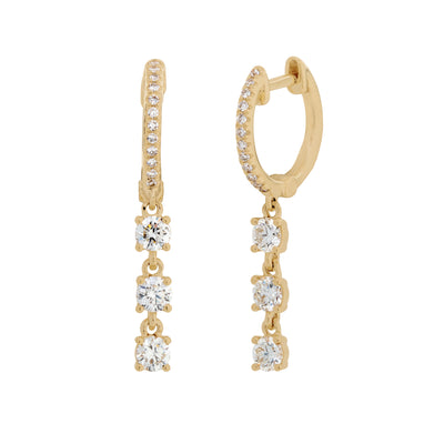 14K Yellow Gold Diamond and Diamond  Earrings