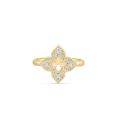 Ventian Princess Small Diamond Pave Flower Ring in 18K Yellow Gold