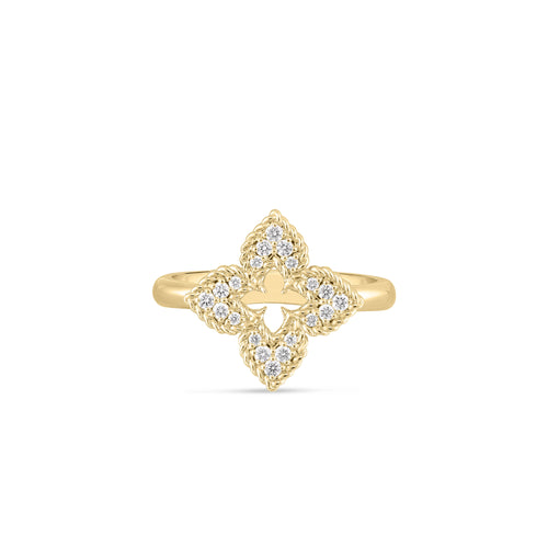 Ventian Princess Small Diamond Pave Flower Ring in 18K Yellow Gold