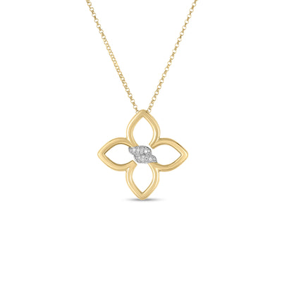 18K Yellow Gold Cialomo small flower Diamond Necklace